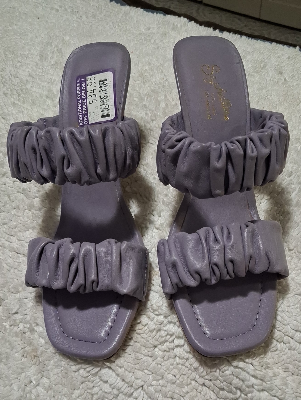 Seychelles Lilac Ruched Double-Strap Slide Sandals